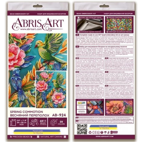 Набор для вышивания бисером "Весенний переполох" AB-924 на натуральном холсте 