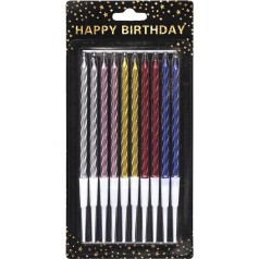 Набір свічок для торта "Спіраль" TL-1046, 10 штук, металік