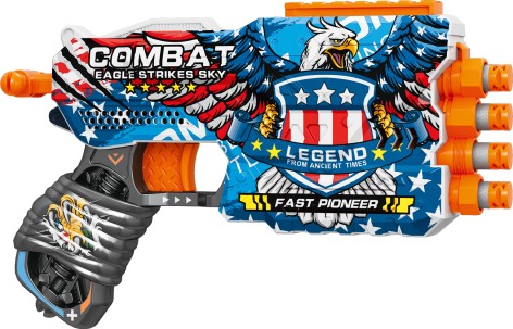 Іграшковий пістолет мех. чотириствольний з м'якими набоями (12 шт.) (Бойовий Орел)(23 х 14.5см)