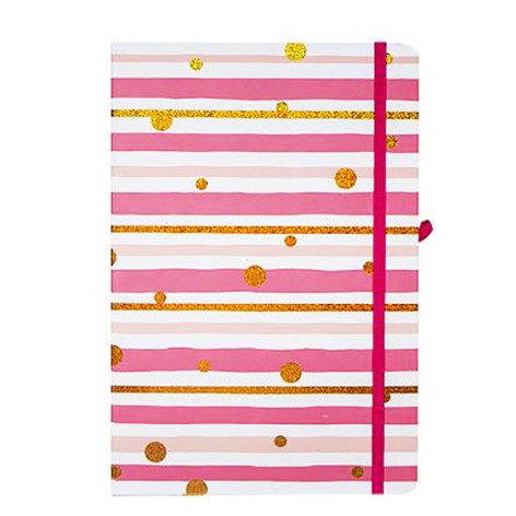 Блокнот А5 на резинці 5703-04 тверда обкладинка, 21х14см, 80 листів, клітинка Рожевий