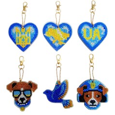 Набір брелків алмазна викладка Патріотичні BR40, 6 штук