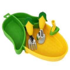 Силиконовая тарелка с приборами 