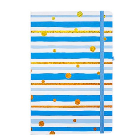 Блокнот А5 на резинке 5703-04 твердый переплет, 21х14см, 80 листов, клетка Синий