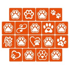 Набір трафаретів для біо-тату "Таба лапки" taba_lapki_5x5_18_1