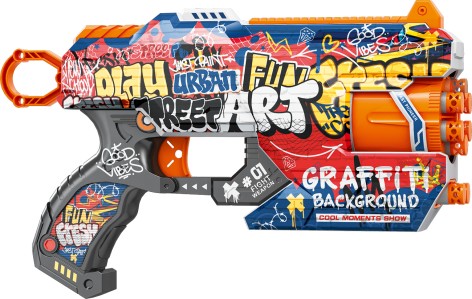 Іграшковий пістолет мех. з барабаном та м'як. набоями (12 шт.) (Графіті) (28 х 17,4см)