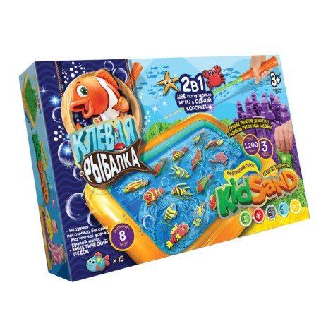 Набор креативного творчества "Кинетический песок: Клевая рыбалка" KIDSAND KRKS-01-01U 2в1