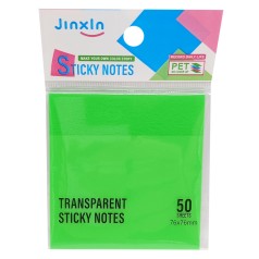 Стікери прозорі для нотаток Р71-1, 50 аркушів, 76 х 76 мм   Зелений