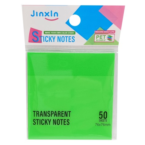 Стікери прозорі для нотаток Р71-1, 50 аркушів, 76 х 76 мм   Зелений