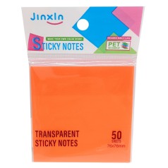 Стікери прозорі для нотаток Р71-1, 50 аркушів, 76 х 76 мм   Помаранчевий