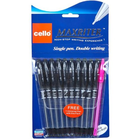 Ручка масляная MAXRITER 727+1 Cello черная 10 шт в упаковке