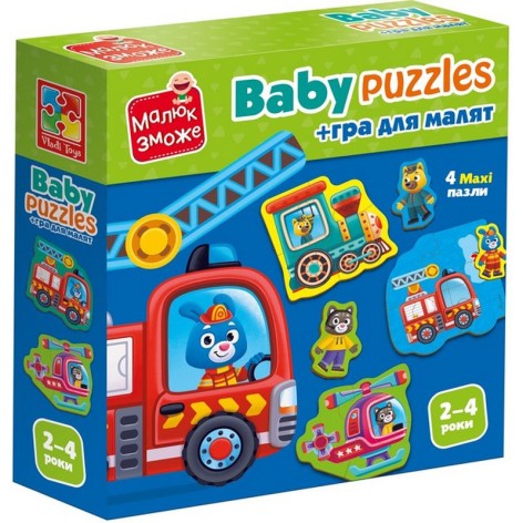 Детские развивающие картонные пазлы "Транспорт. Животные" VT1722-28 с игрой