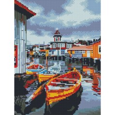 Алмазна мозаїка "Човен біля містечка" RDBS7014, 30х40 см