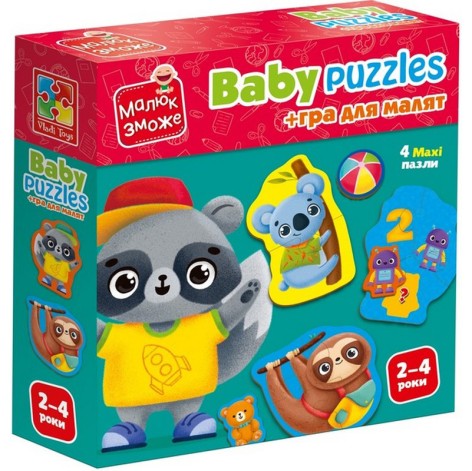 Детские развивающие картонные пазлы "Животные. Игрушки" VT1722-27 с игрой