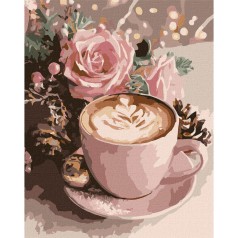 Картина за номерами "Новорічний капучино" KHO5743 з фарбами металік 40х50 см