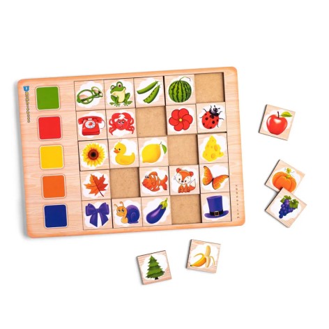 Деревянный пазл-вкладыш "Ассоциации: цвета-2" Ubumblebees (ПСД095) PSD095, 25 плашек