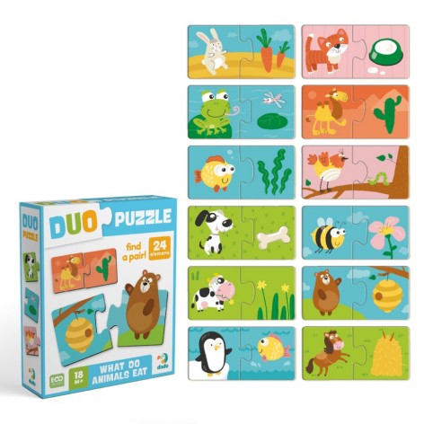 Дитячий пазл "ДУО-Хто що їсть" 300691, 24 елемента