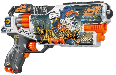 Іграшковий пістолет автомат. барабан на батарейках з м'як. набоями Хеллоуїн (24 шт.) (34х21см)