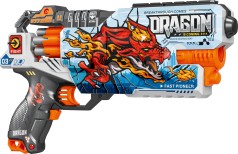 Іграшковий пістолет автомат. барабан на батарейках з м'як. набоями Дракон (24 шт.) (34х21см)