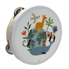 Дерев'яна іграшка Бубен "Дикі тварини" MD 0367-55 діаметр 15 см