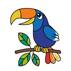 Розпис по полотну пальчиковими фарбами "Пташка тукан" 15625-AC 25х25 см