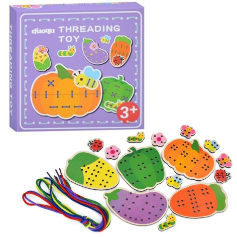 Дитяча дерев'яна іграшка-шнурівка 