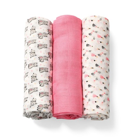 Пеленки натуральные из бамбукового волокна (70х70 см) 3 шт. (Розовый) 