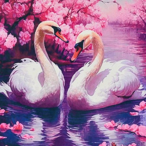 Алмазна мозаїка "Казкові лебеді" HEE16342 30х30 см 