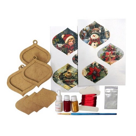 Творчий набір для створення 3-х ялинкових прикрас "Vintage Christmas" FDCKW-053