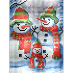 Алмазна мозаїка без підрамника для дітей "Чарівні сніговики" AMM1071, 15х20 см