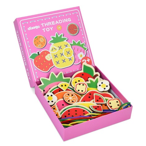 Дитяча дерев'яна іграшка-шнурівка 