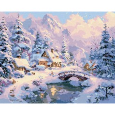 Картина за номерами "Зимовий затишок серед гір" KHO6422, 40х50 см
