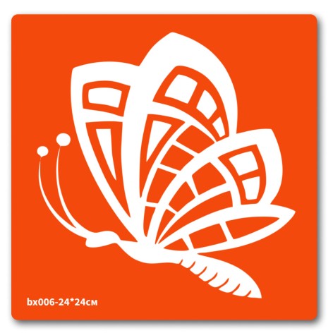 Трафарет для био-тату Бабочки bx006-24*24см, размер 24 х 24см 