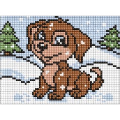 Алмазна мозаїка без підрамника для дітей "Грайливий песик" AMM1043, 15х20 см