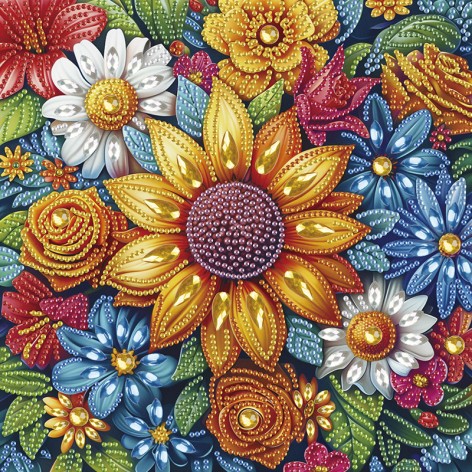 Алмазна мозаїка "Квіти" BH030 неповна викладка 25х25 см