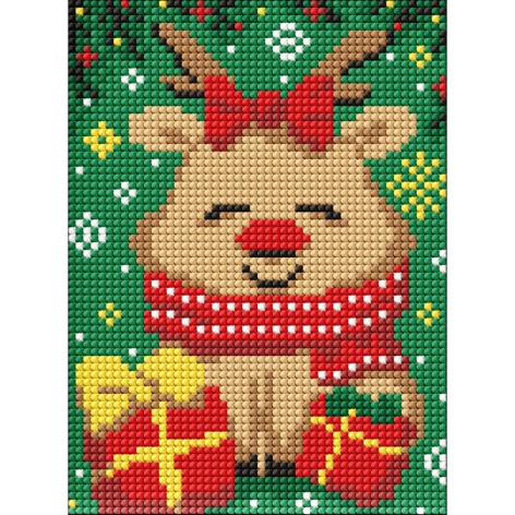 Алмазна мозаїка без підрамника для дітей "Різдвяний олень" AMM1073, 15х20 см