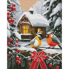 Алмазна мозаїка "Снігова казка" AMO7796 з АВ стразами 40х50 см  