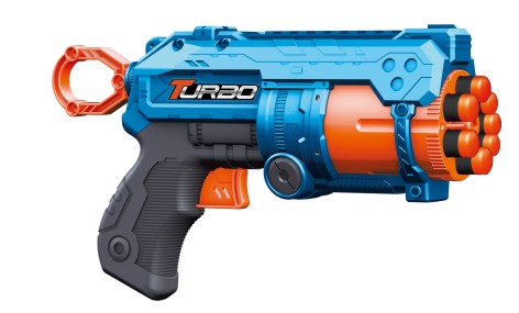 *Іграшковий пістолет механічний з барабаном та м'якими набоями (12 шт.) (22,5 х 14см)