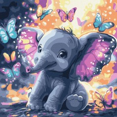 Картина за номерам "Безтурботний слоник" ©art_selena_ua KHO6894, 30х30 см