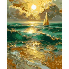 Картина за номерами "Самотнє вітрило" LW30610-01 з фарбами металік 40х50 см