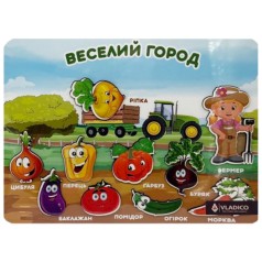 Дерев'яний пазл-вкладиш "Веселе місто" 3240-05-008 розмір 33х25 см