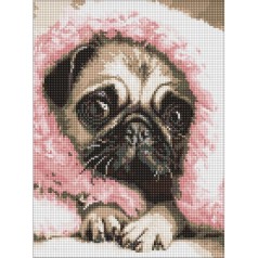 Алмазна мозаїка "Закутаний мопс" ©art_selena_ua AMO20072, 30х40 см