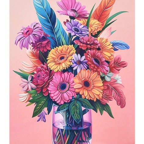 Алмазна мозаїка Strateg "Гармонія кольорів" букет квітів SK88296 40х50 см