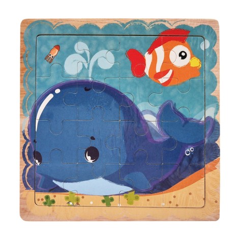 Дерев'яний пазл-вкладиш Кит та рибка 73260-1, 16 деталей