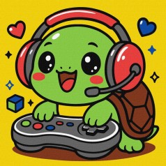 Картина за номерами "Черепашка геймер" ©art_selena_ua KHO1287, 25х25 см