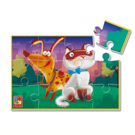 Детские развивающие мягкие пазлы "Котик и собачка" VT1104-20 А5