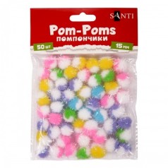 Декоративні помпони з голографічним люрексом 955445 двокольорові, мікс 5 кольорів, d-15 мм, 50 шт