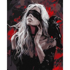 Картина за номерами "Дівчина і ворона" ©art_selena_ua KHO8687, 40x50 см 