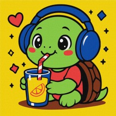 Картина за номерами "Черепашка пʼє лимонад" ©art_selena_ua KHO1289, 25х25 см 