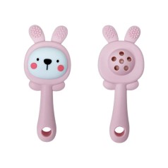 Силіконовий прорізувач-брязкальце "Зайка" MGZ-0427(Pink)