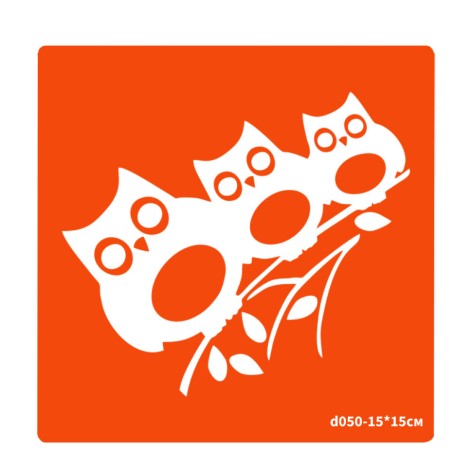 Трафарет для био-тату Совы d050-15*15см, размер 15х15см